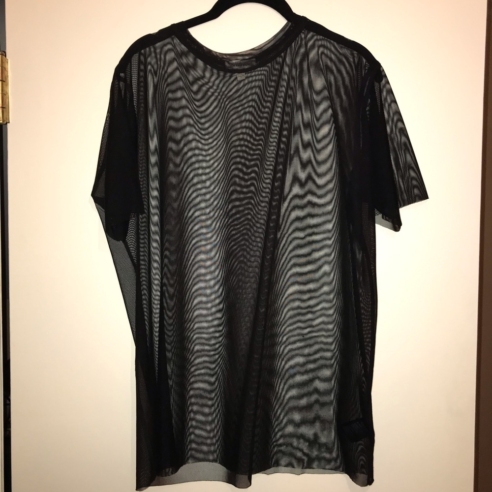 Black mesh loose T-shirt